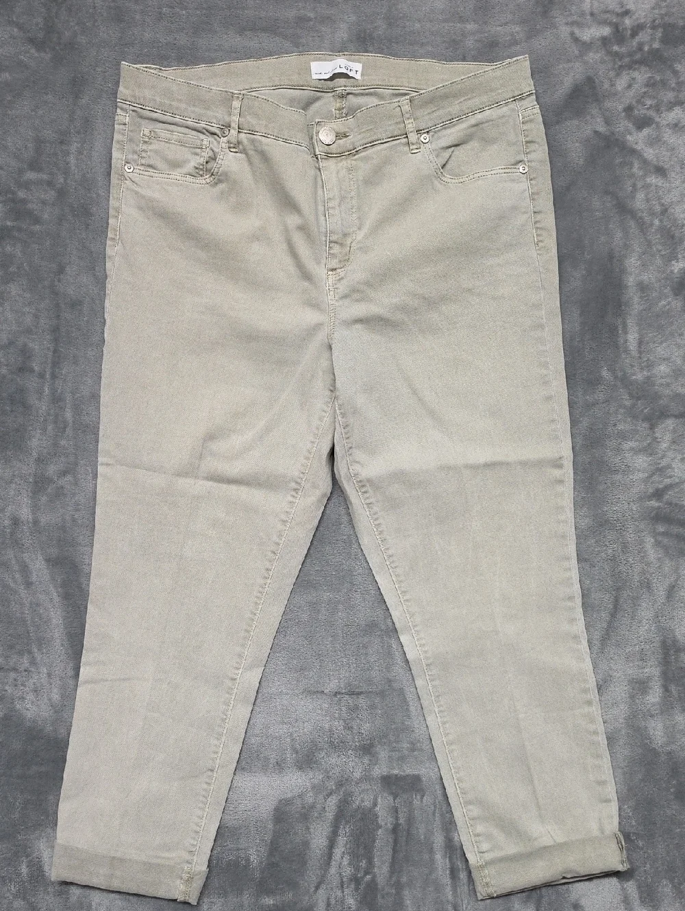 LOFT Olive-Cream Skinny Cropped Jeans sz 14